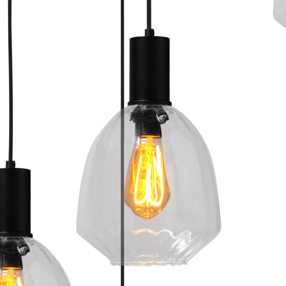 5-light loft hanging lamp - black - Porto with Nicolette clear lenses Masterlight 8718121271170