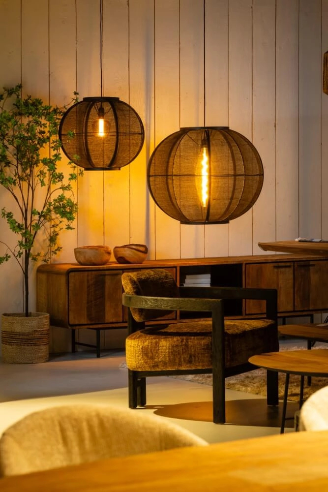 Bohemian pendant lamp Fabric black Ø 48cm ETH 8720195309000