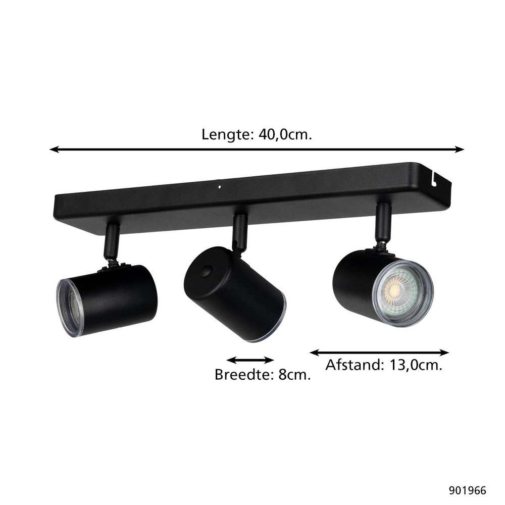 Surface-mounted spot Consuma 1 3-light straight black Eglo 9008606355945