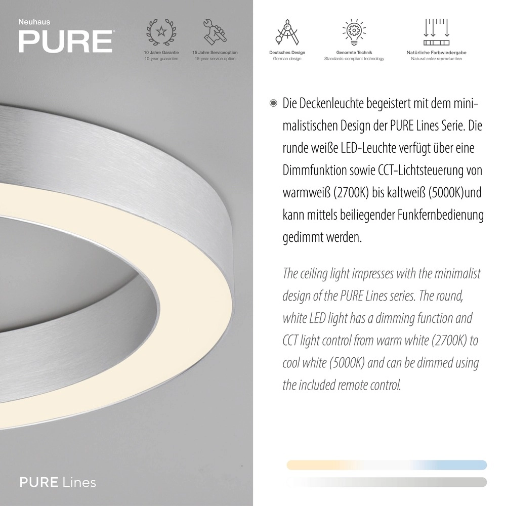 Sleek led ceiling lamp Pure Lines Round Ø 35cm - diamond Paul Neuhaus 4012248395233