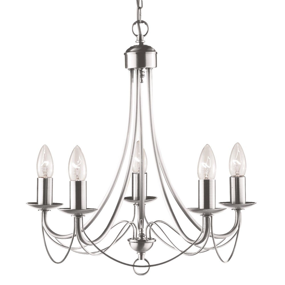 Chandelier Maypole 46cm 5-light matt silver