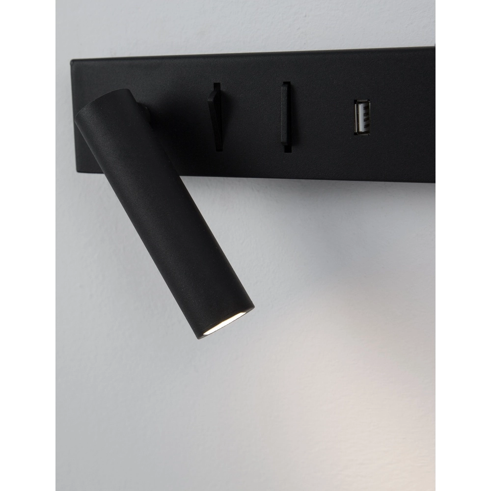 Bedside lamp Vida Left Black with USB Lyora 5212017427847