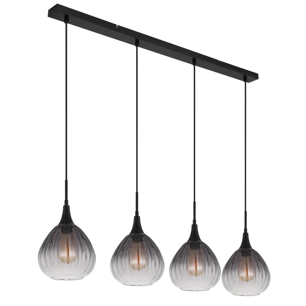 Black pendant lamp Olsen 4-light Globo 9007371459803