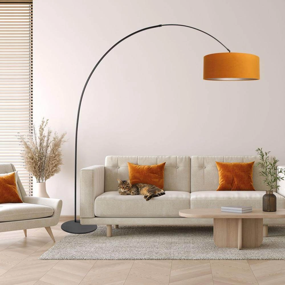 Floor lamp Curve black with gold shade Ø 50cm Steinhauer 8712746179453