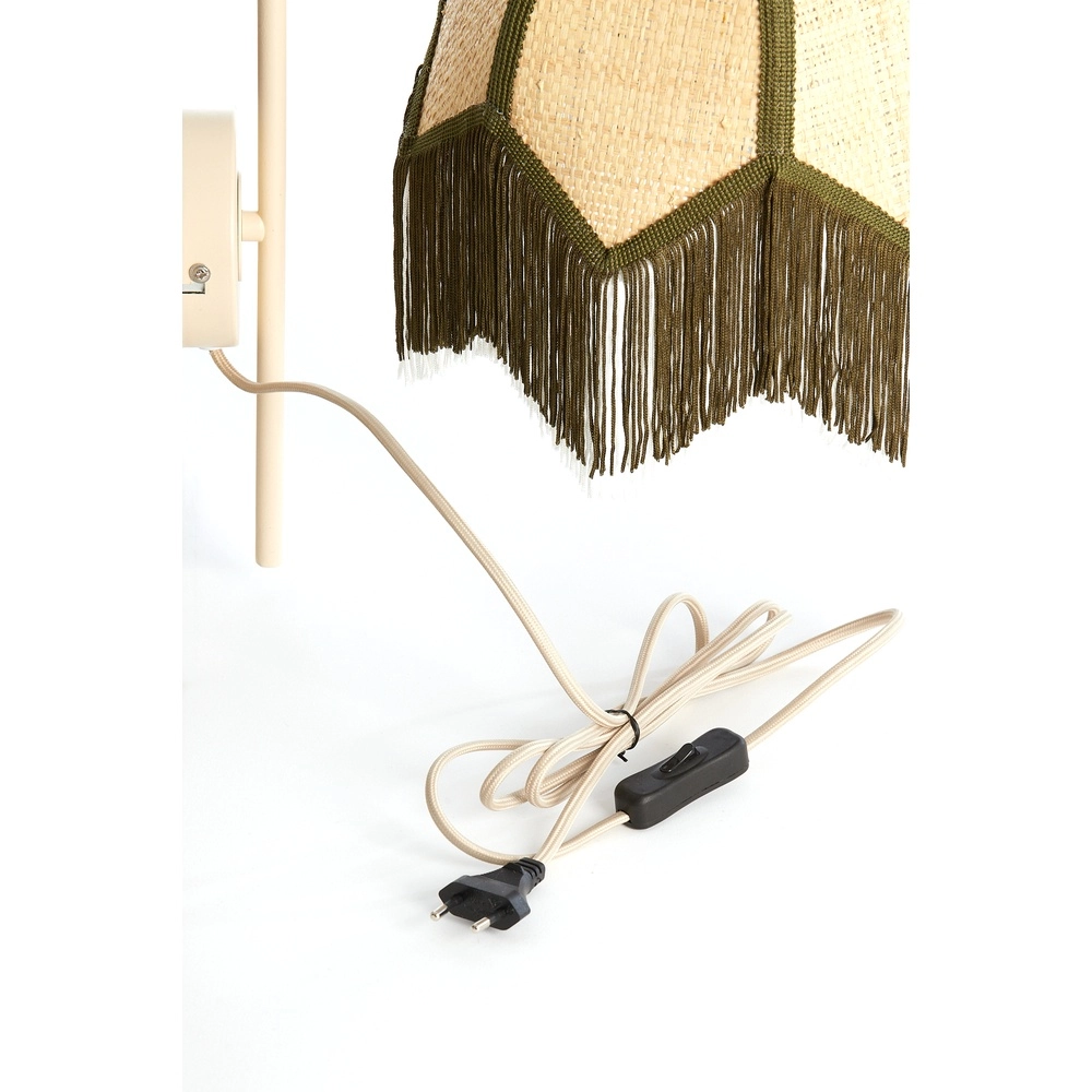 Japandi wall lamp Sulina Sand raffia with greenery Light & Living 8717807762421