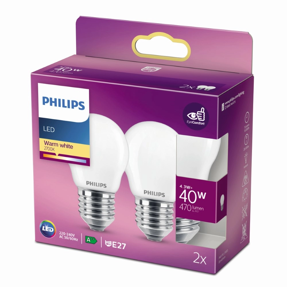 Light source bullet 4,3W - E27 - 2700K - 470 lumen set with 2pcs