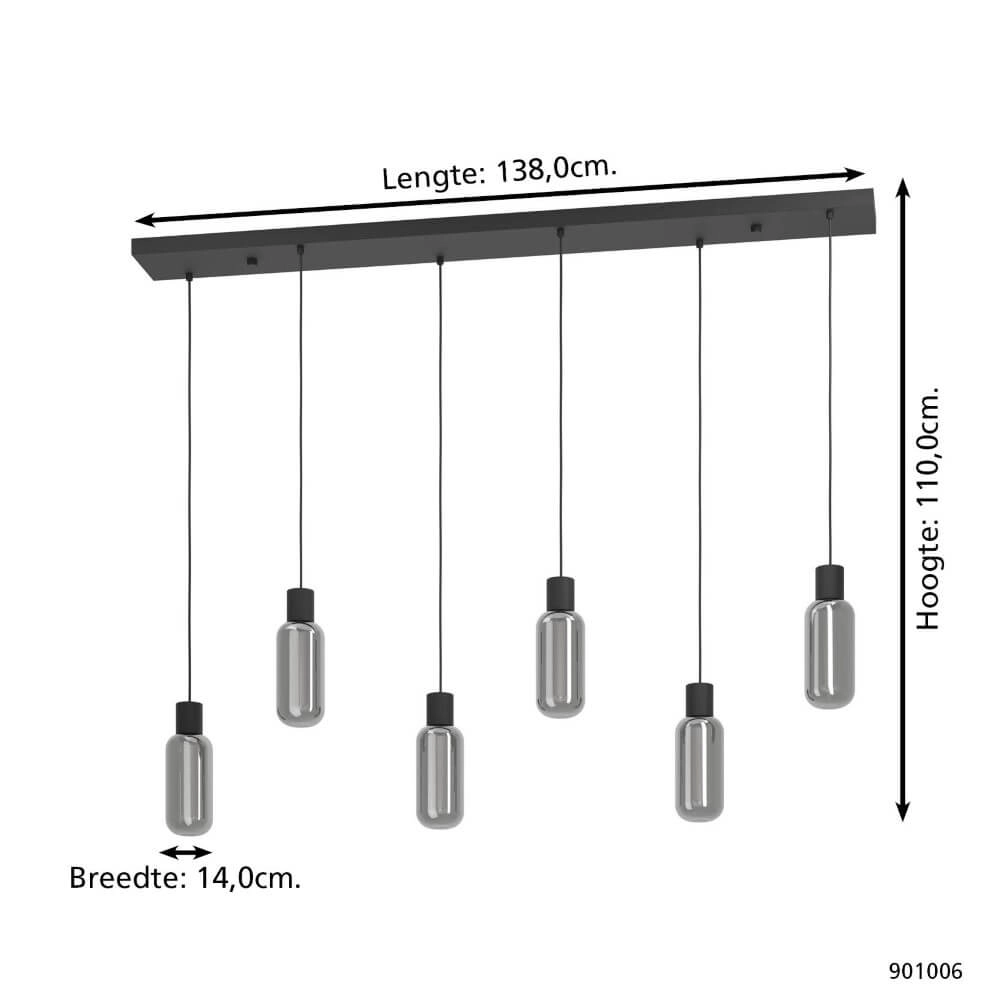 6-light pendant lamp Majone black Eglo 9008606295302