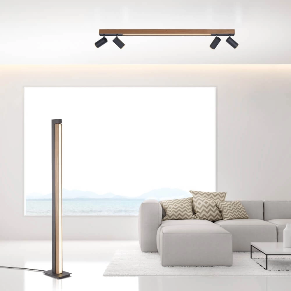 Floor lamp Pure-Lines wood Paul Neuhaus 4012248375754