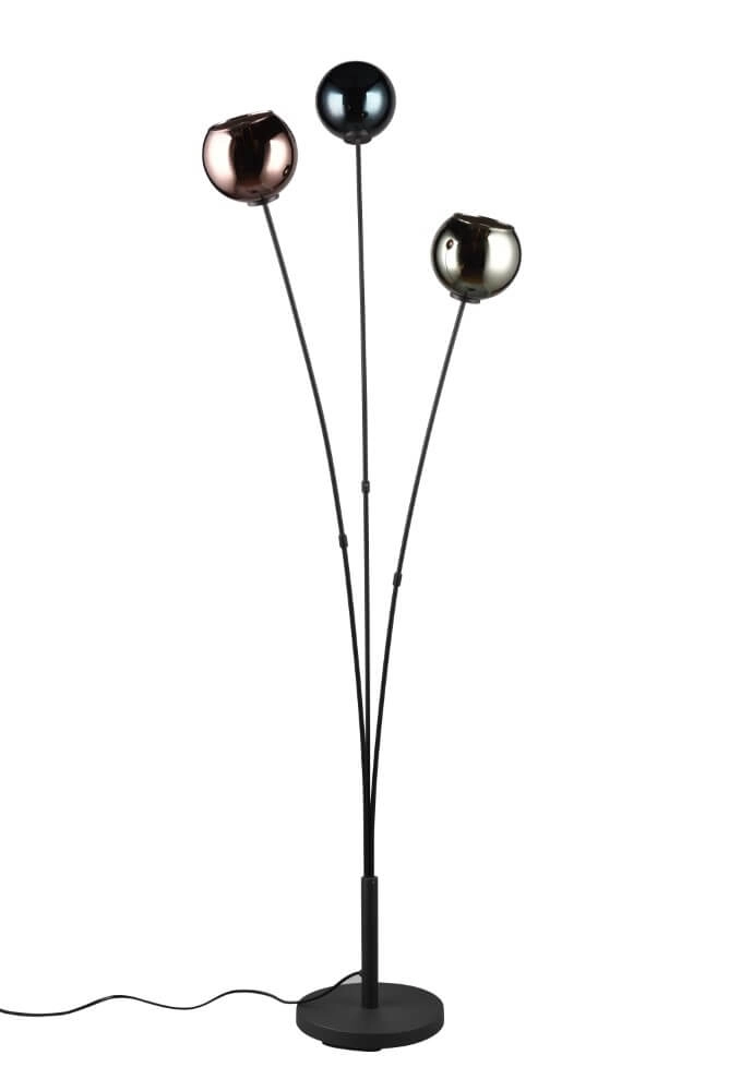 Design standing lamp Sheldon black with smoke glass