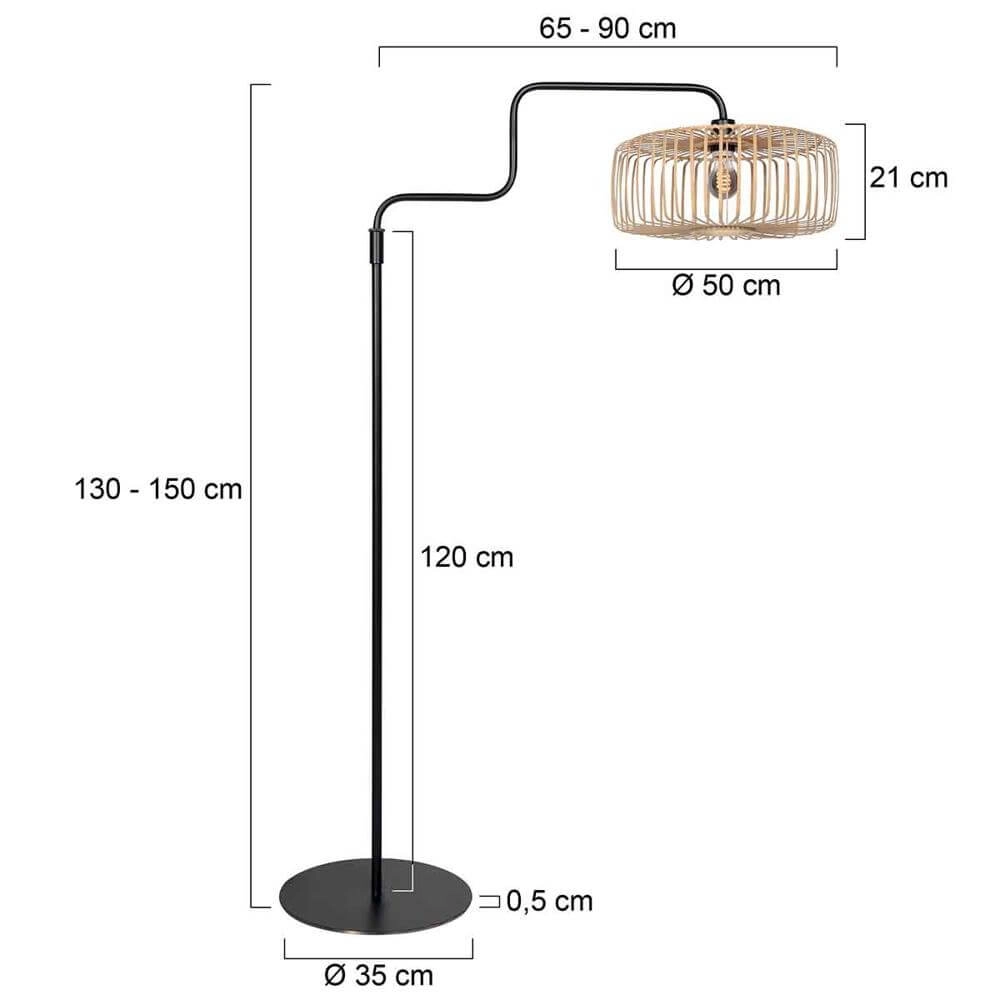 Floor lamp Bloeba black with bamboo Steinhauer 8712746176919