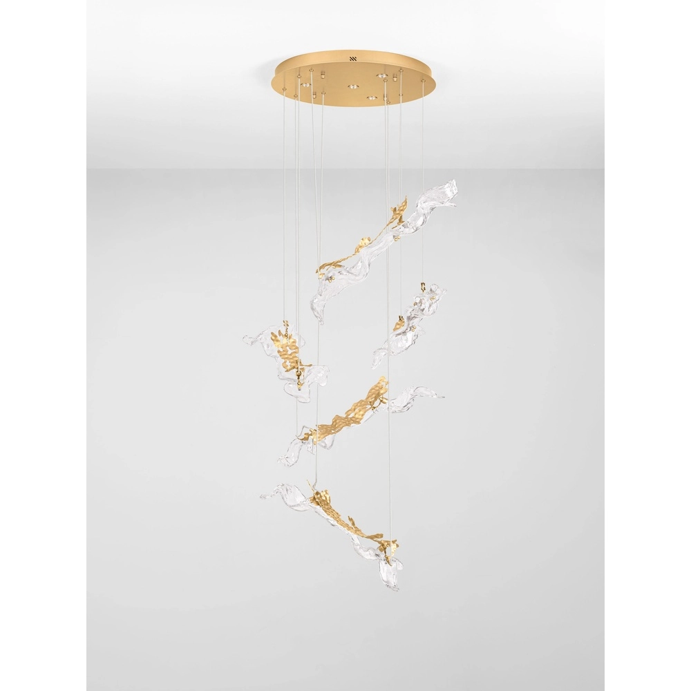 Golden pendant lamp Avesa with clear glass Ø 60cm Lyora 5212063500433