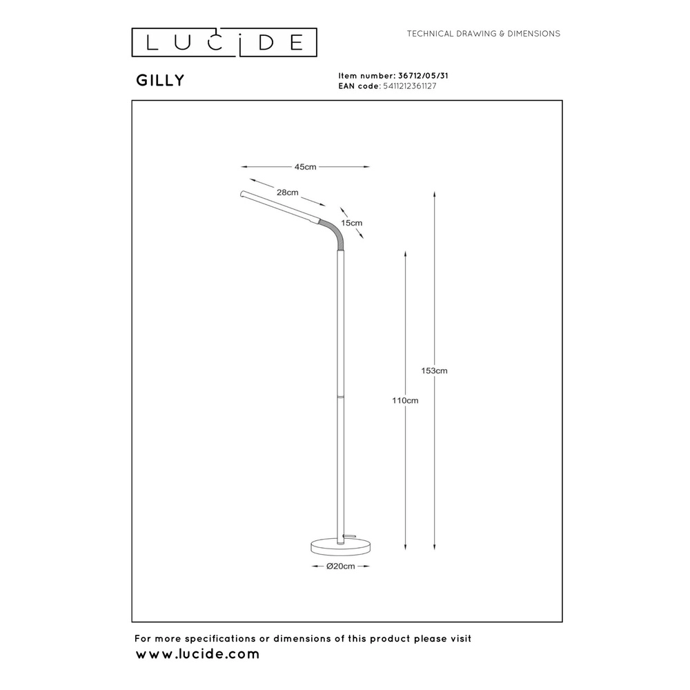 Design reading lamp Gilly white Lucide 5411212361127