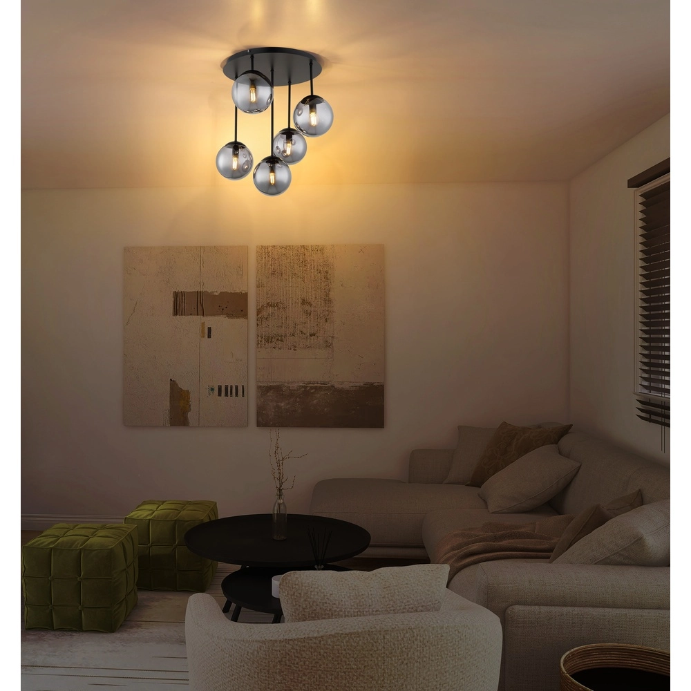 5-light ceiling lamp Harmon Black Globo 9007371592531