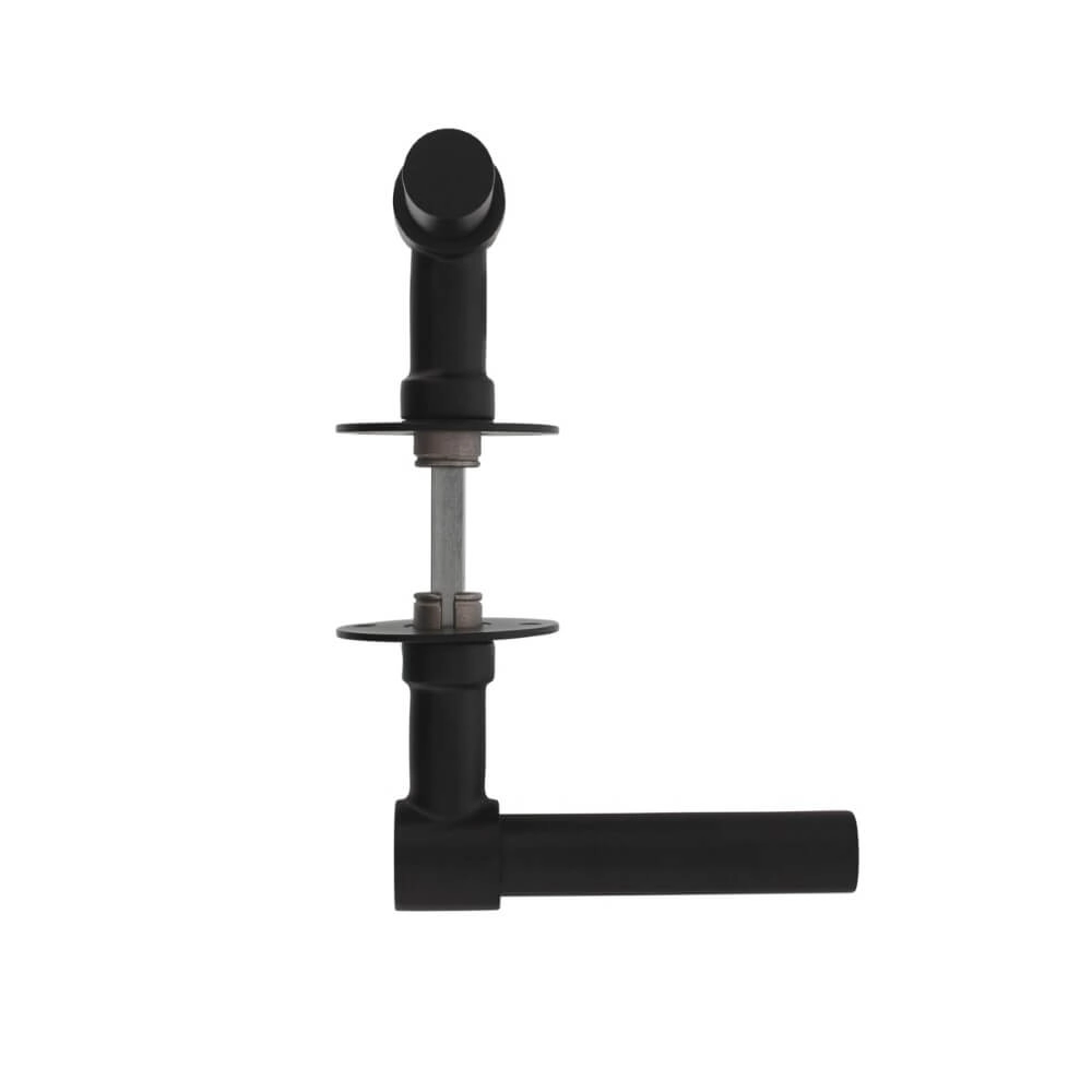 Door Handle L/T Krucko with flat rosette 2mm black Intersteel 8714186458211