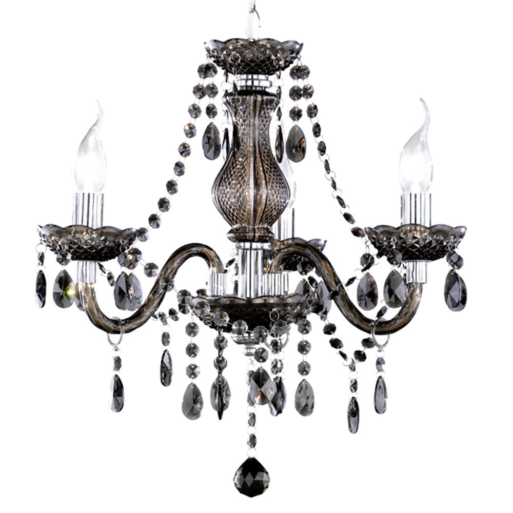 Chandelier Luster Crystal 40cm 3-light black transparent Trio 4017807223828