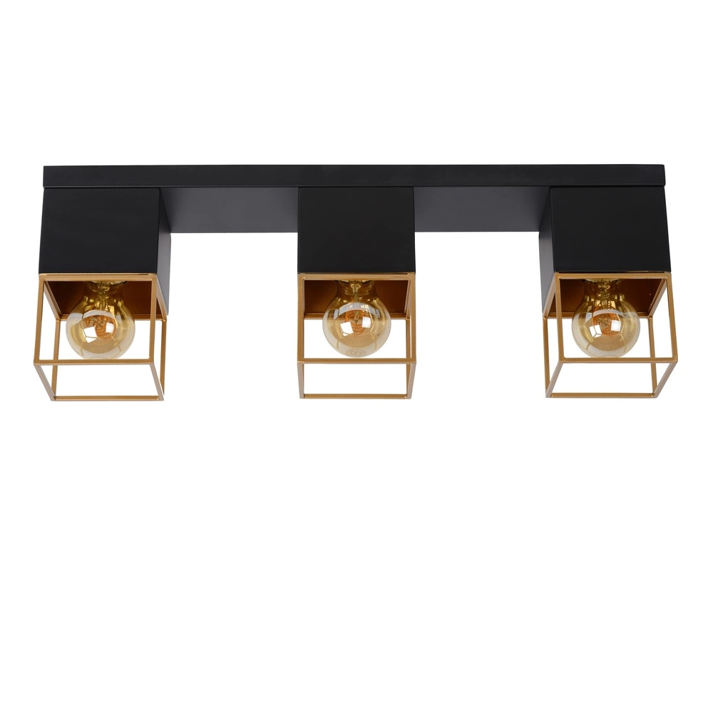 Sleek ceiling lamp Rixt 3-light black with gold