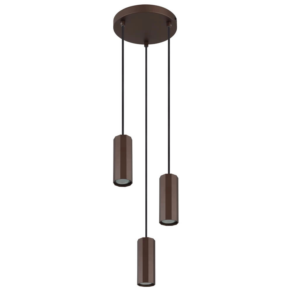 Bronze pendant lamp James 3-light round Globo 9007371453887