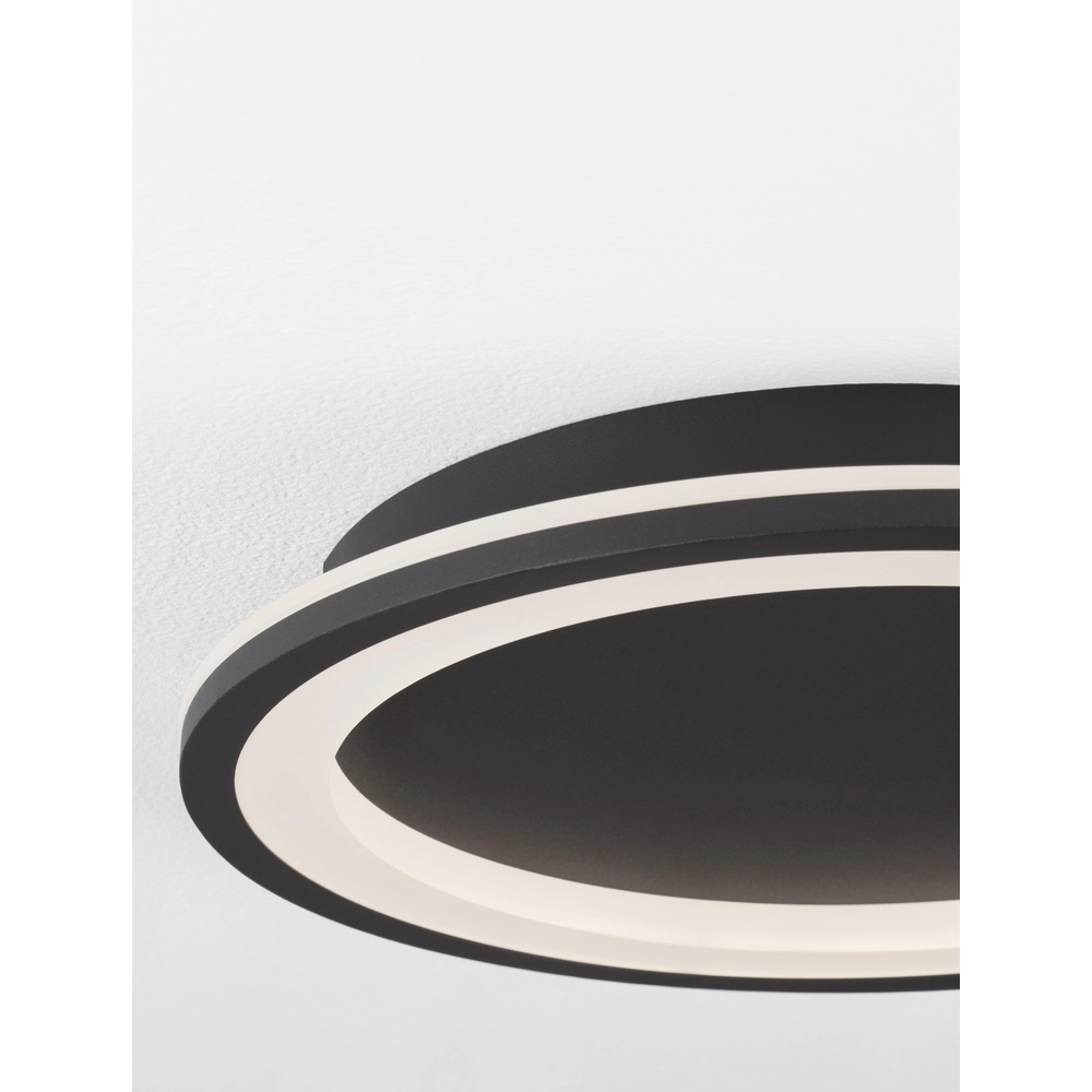Sleek ceiling lamp Oggy black Ø 37cm Lyora 5212017432094