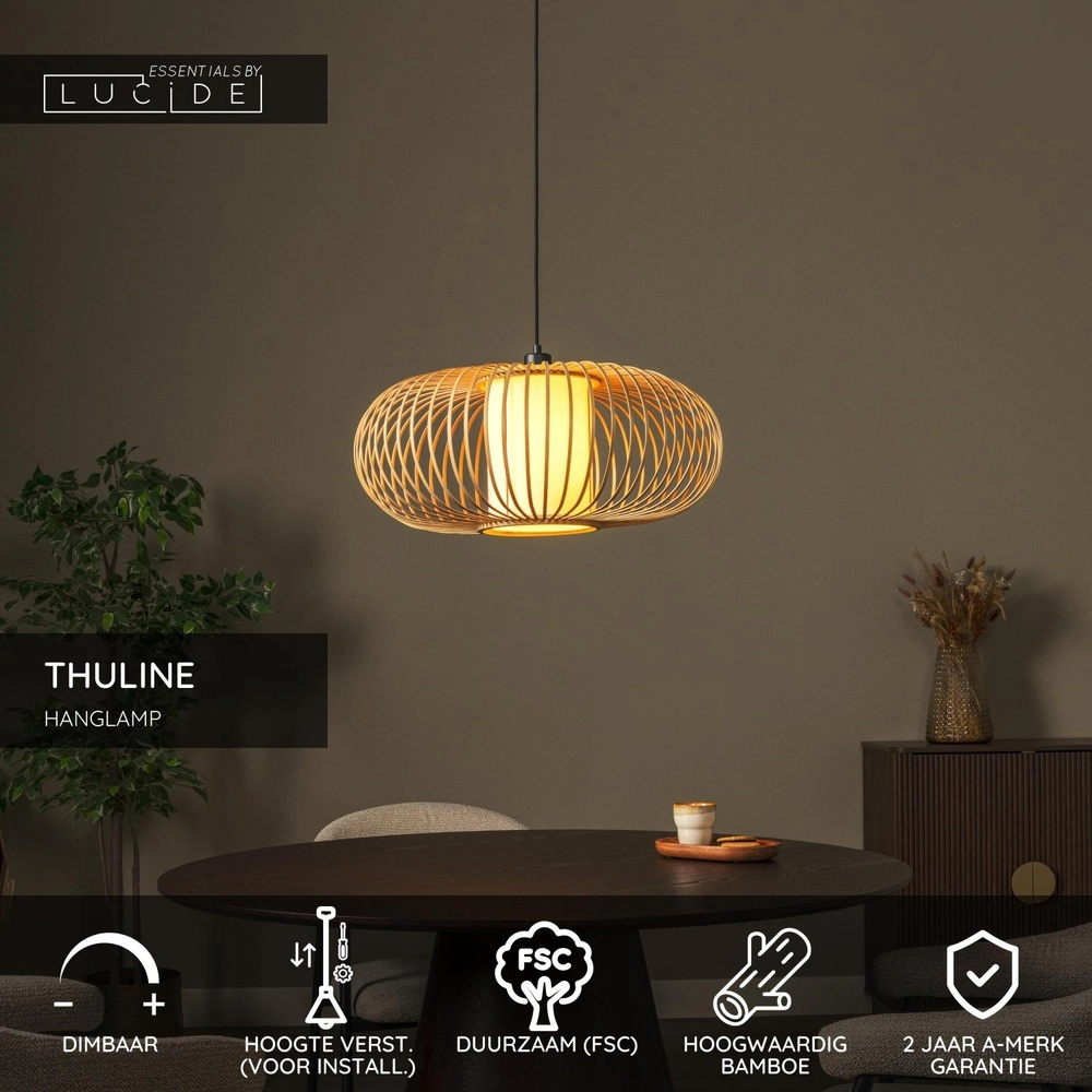 Pendant lamp Thuline Ø 60cm wood look Lucide 5411212051783