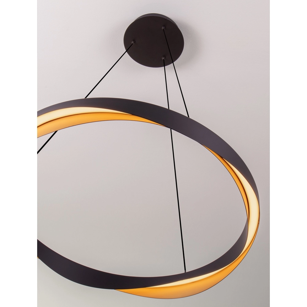 Pendant lamp Radon Ø 65cm black with gold Lyora 5212017452504