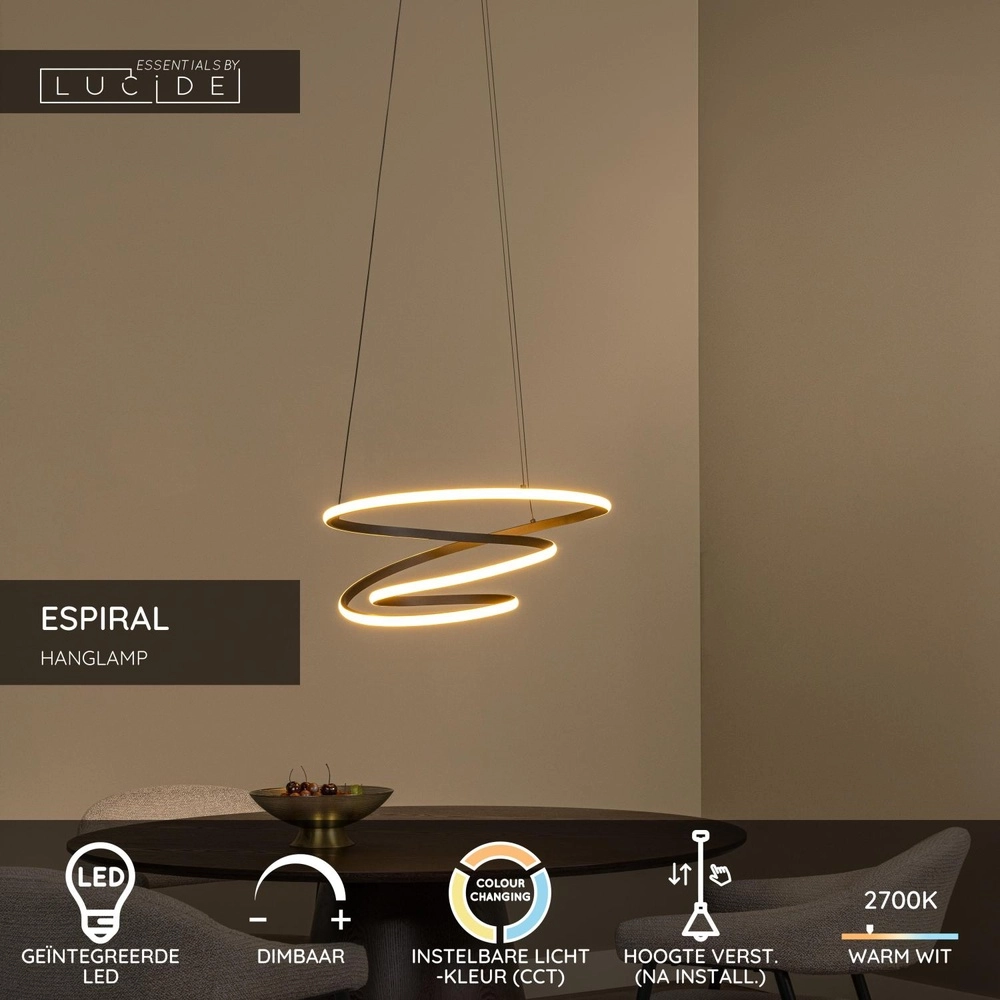 Modern pendant lamp Espiral black 40W Lucide 5411212782984