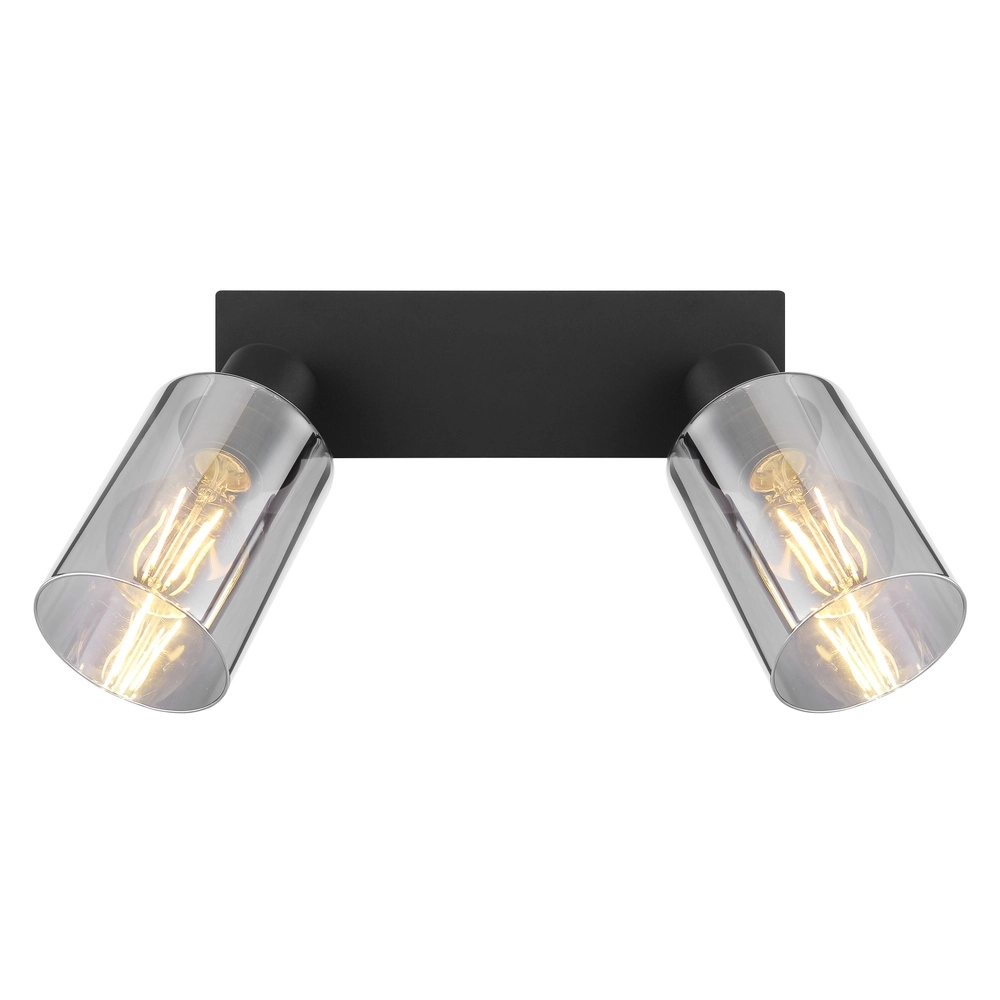 Ceiling lamp Hadera 2-light black with smoke glass Globo 9007371440214