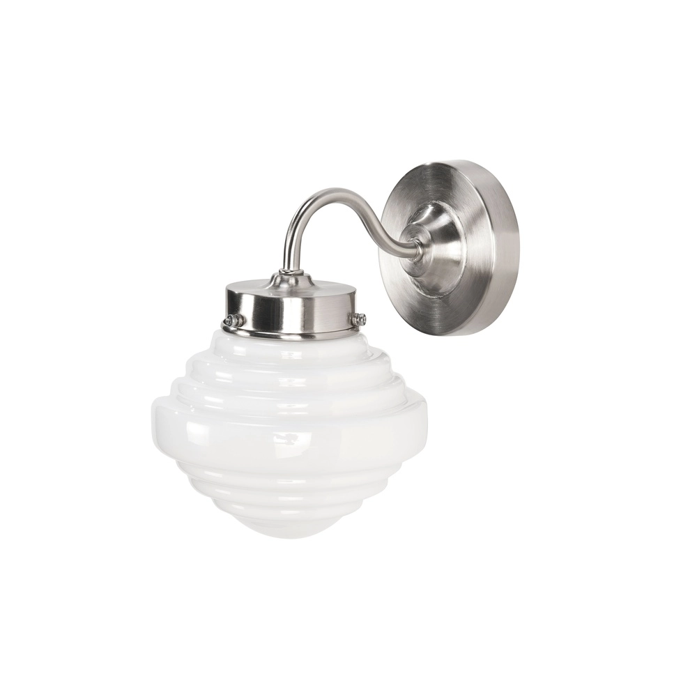 Nickel wall lamp York with white glass Ø 15cm