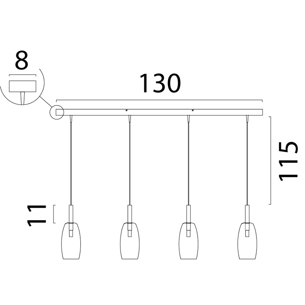 4L pendant lamp Ø 11.5cm Lido Olive with clear glass Masterlight 8718121335285