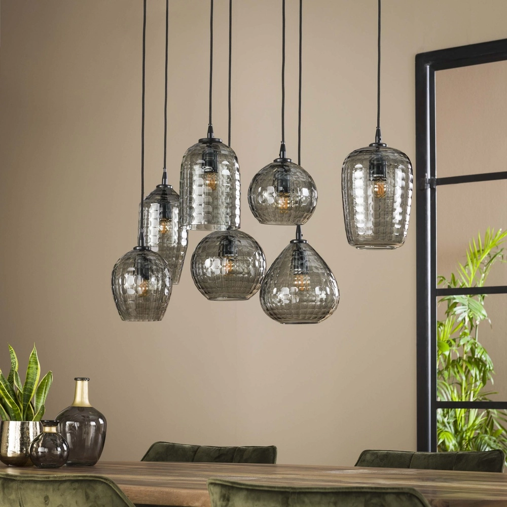 7-light pendant lamp Hexagon Smoke glasses Lyora 8716803511163
