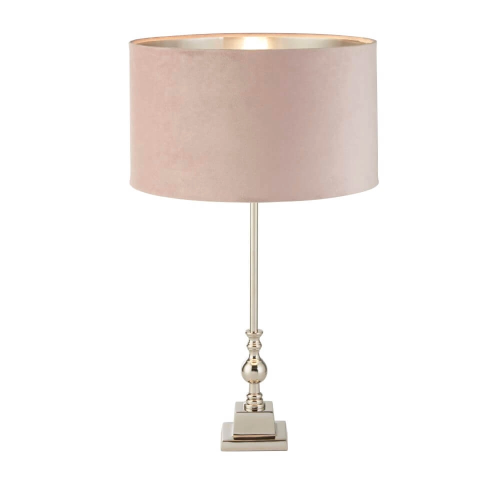 Table lamp chrome Whitby with pink hood Searchlight 5053423257655