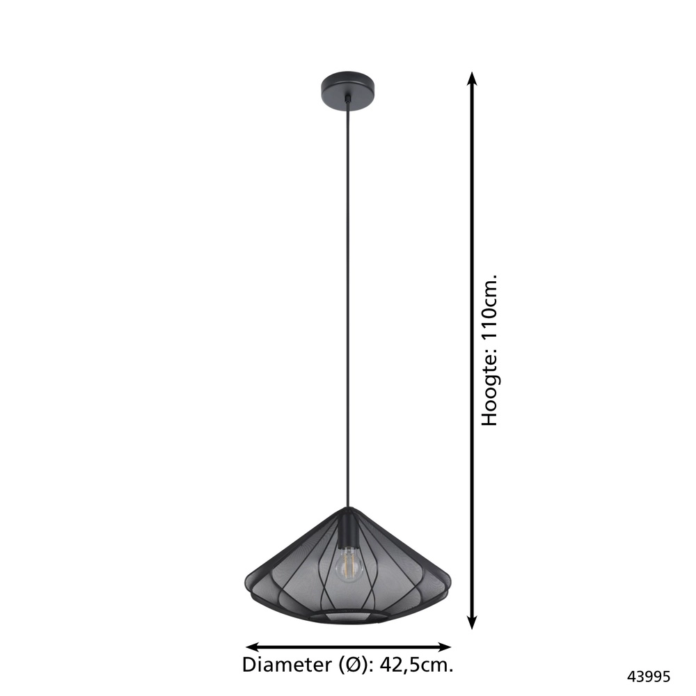 Pendant lamp Ø 42cm Dolwen Black - Japandi Eglo 9002759439958