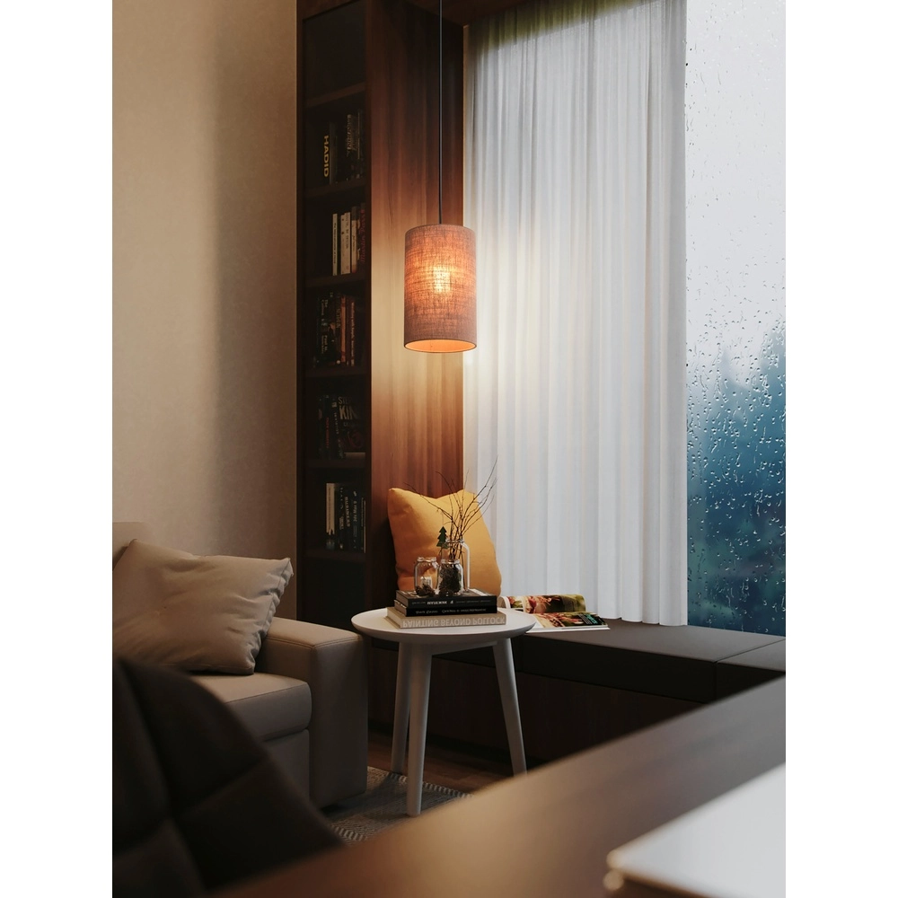 Pendant lamp Lisbourg Black with tan beige hood Masterlight
