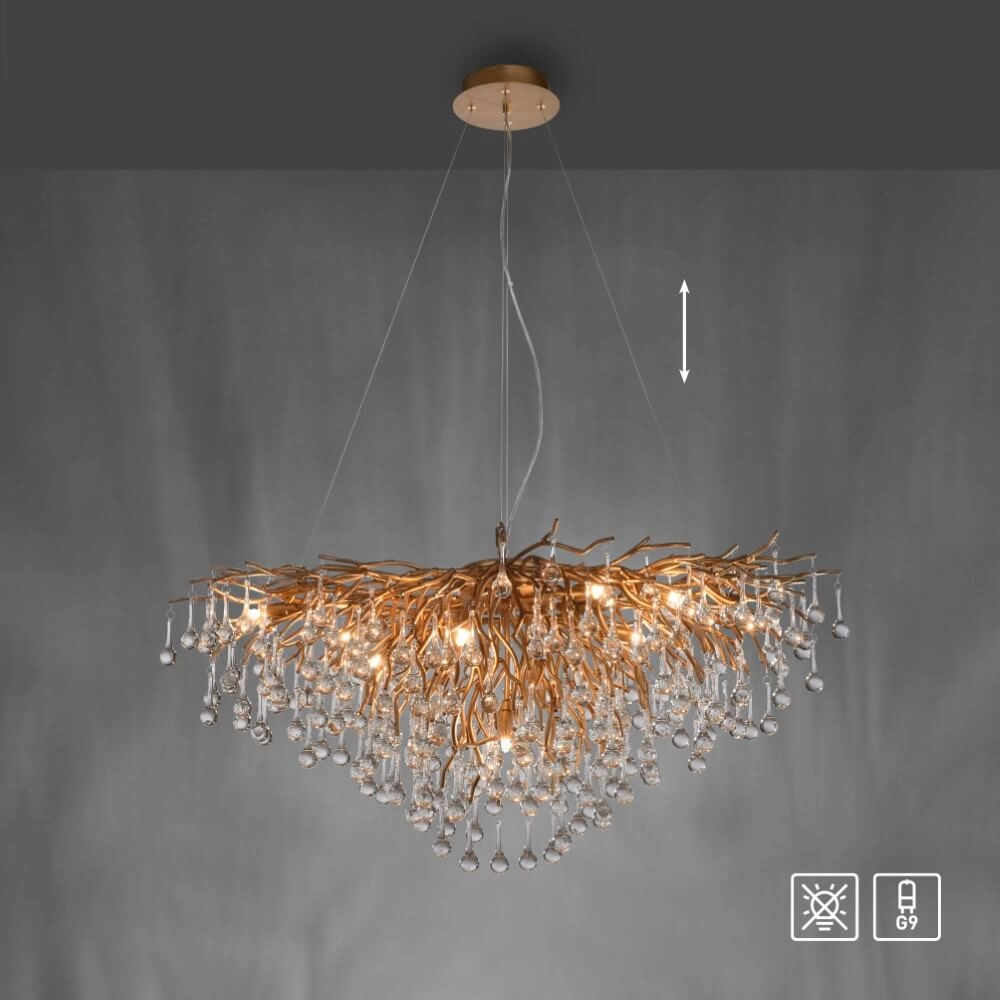 Unique chandelier Icicle Antique brass Paul Neuhaus 4012248352120