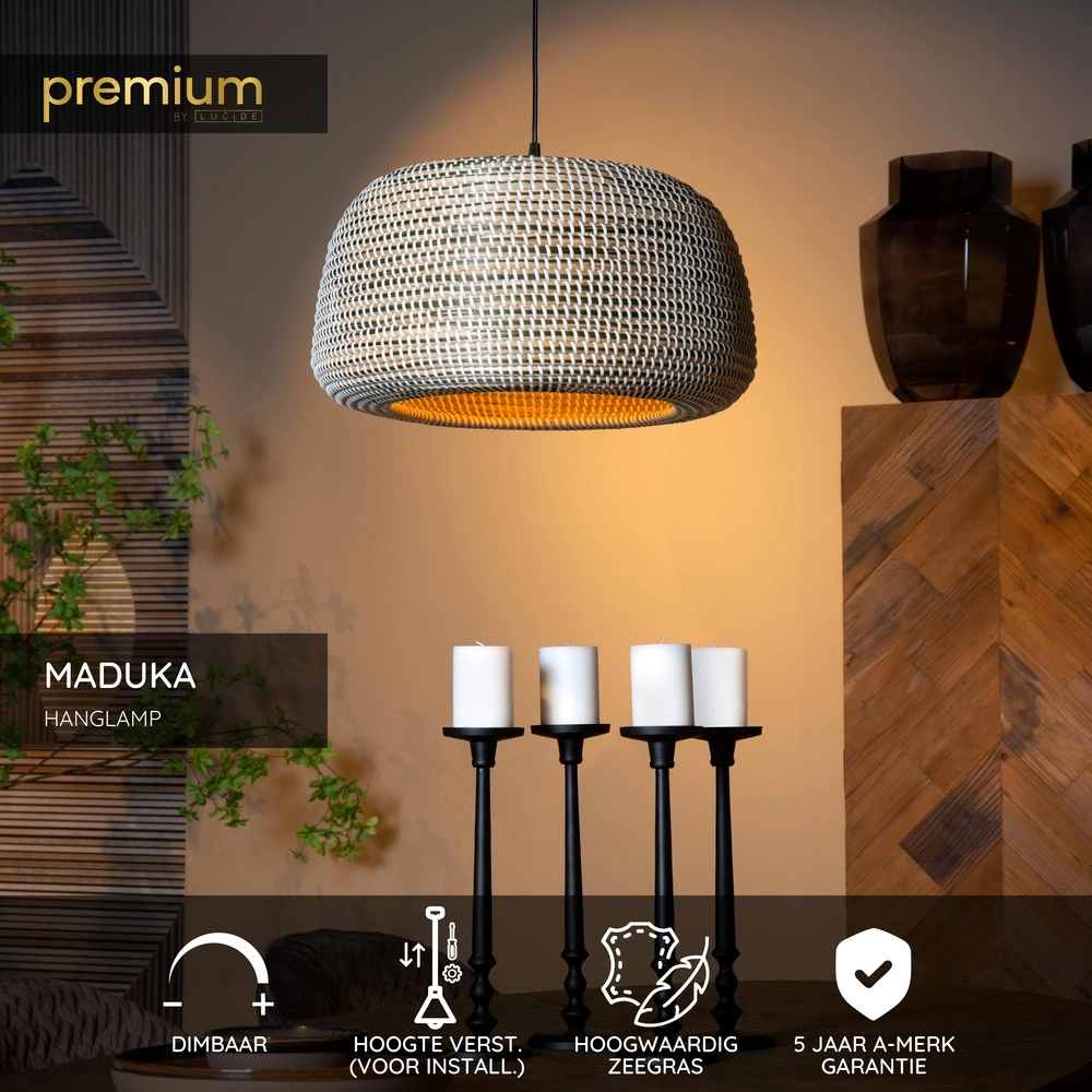 Seagrass pendant lamp Maduka Ø 47cm - brown Premium by Lucide 5411212106063