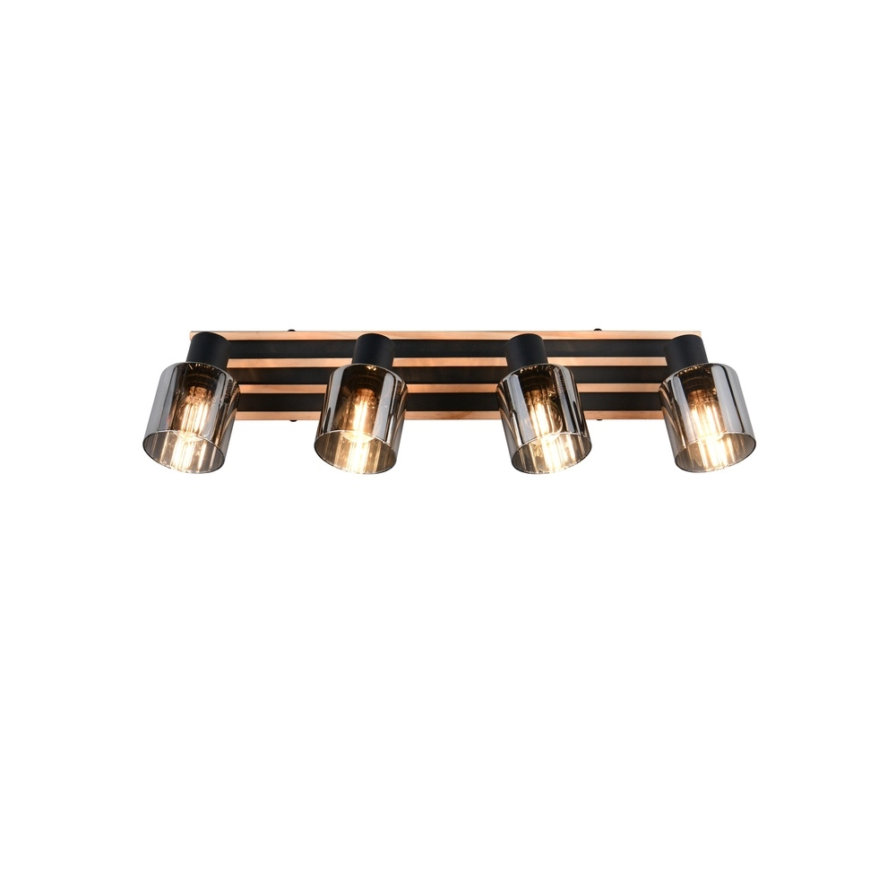 Ceiling lamp 4-lights Travia black with wood Trio 4017807682618