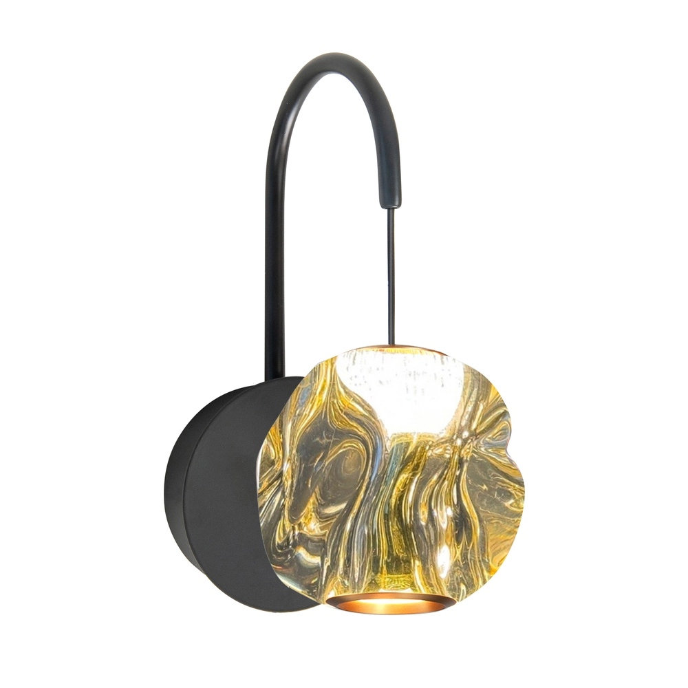 Wall lamp Melina black with amber glass