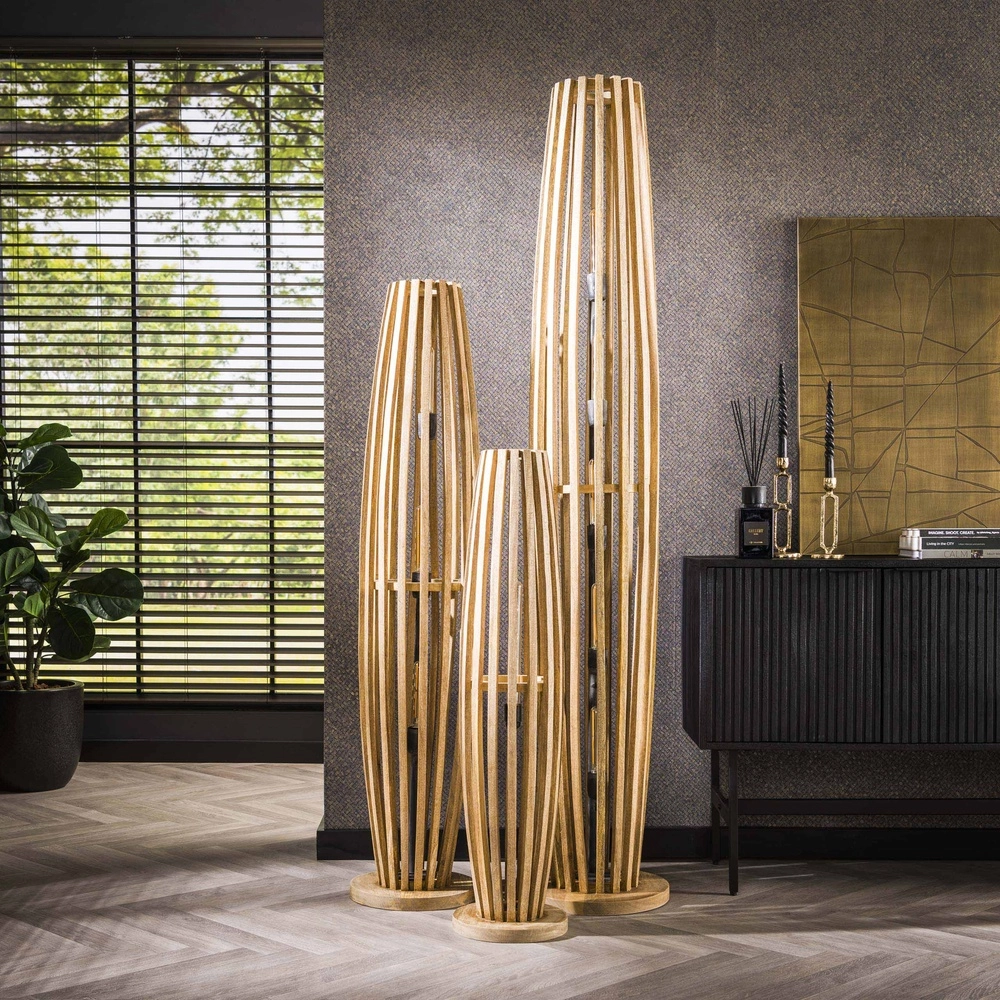 Wooden floor lamp Orbit 145cm - 3x E27 Lyora 8716803511101