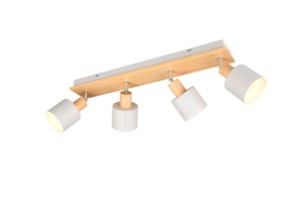 4-light ceiling lamp Shanti with wood look
