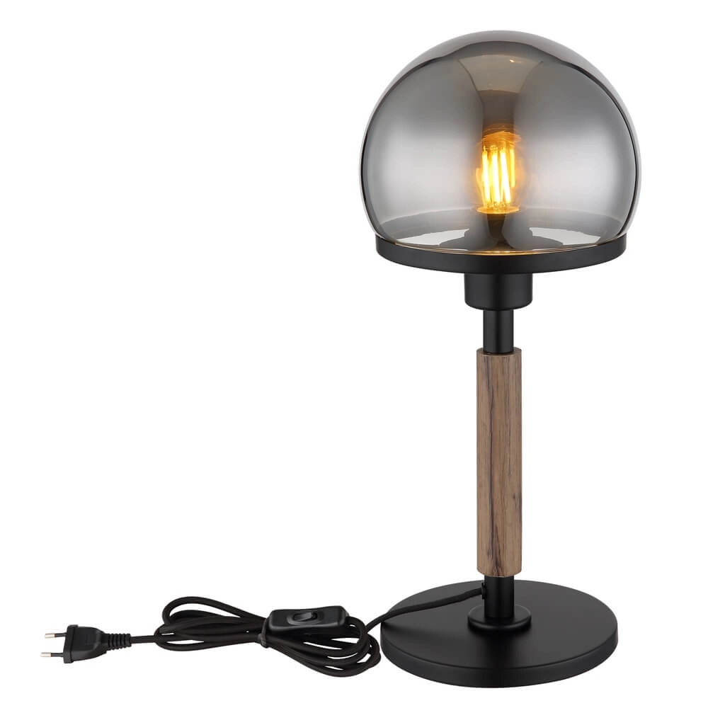 Table lamp Haku black with smoke glass Globo 9007371447695