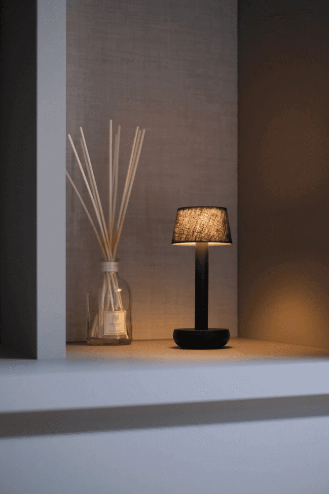 Rechargeable table lamp Two Black Brown linen Humble 7446023312370