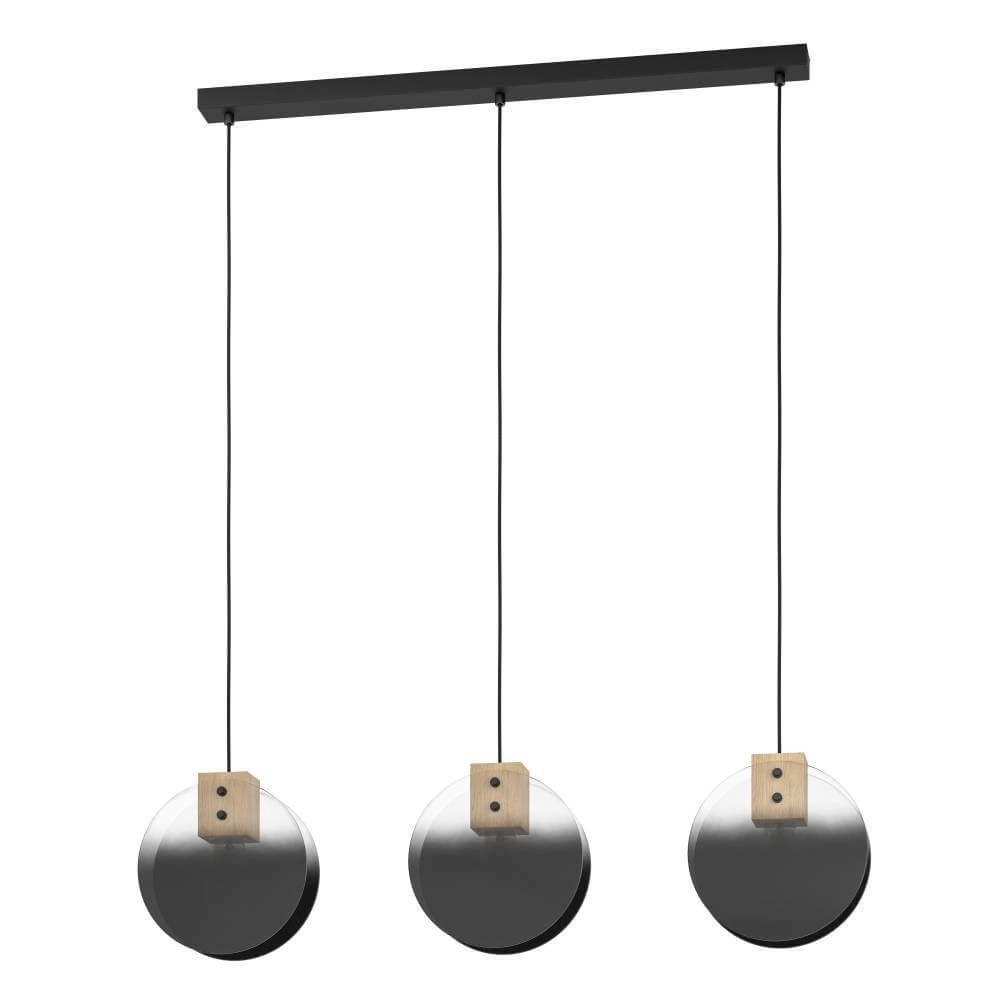 3-light hanging lamp Millena wood with black