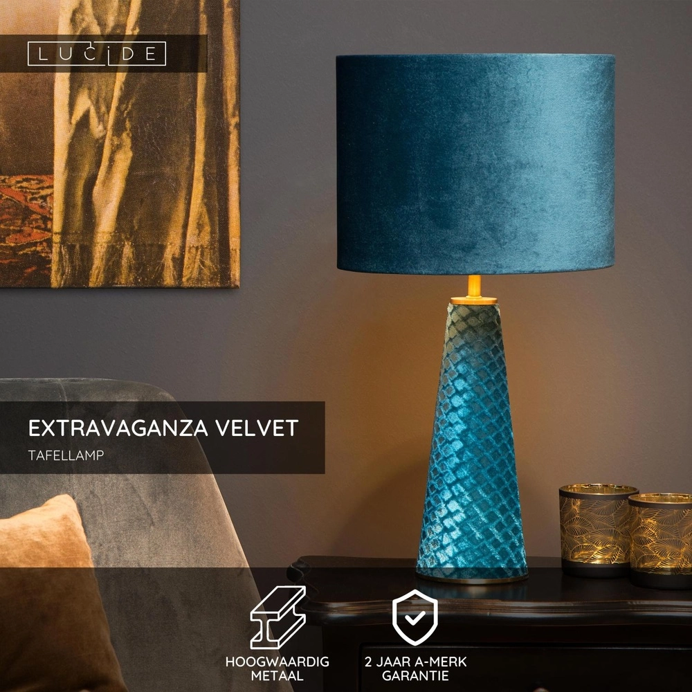 Table lamp Extravaganza Velvet blue Lucide 5411212105301