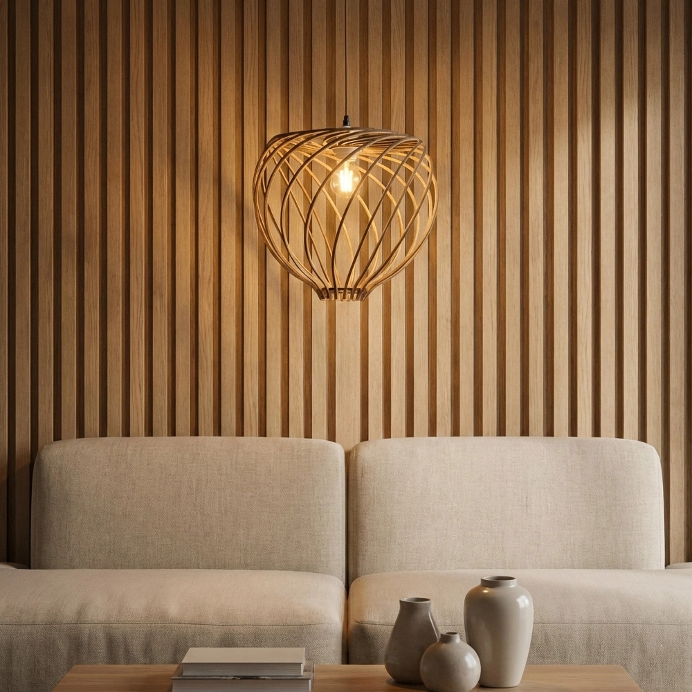 Wooden pendant lamp Adana Ø 35cm