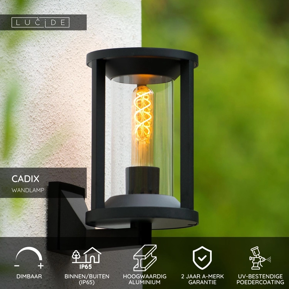 Front door lamp Cadix black IP65 Lucide 5411212151896