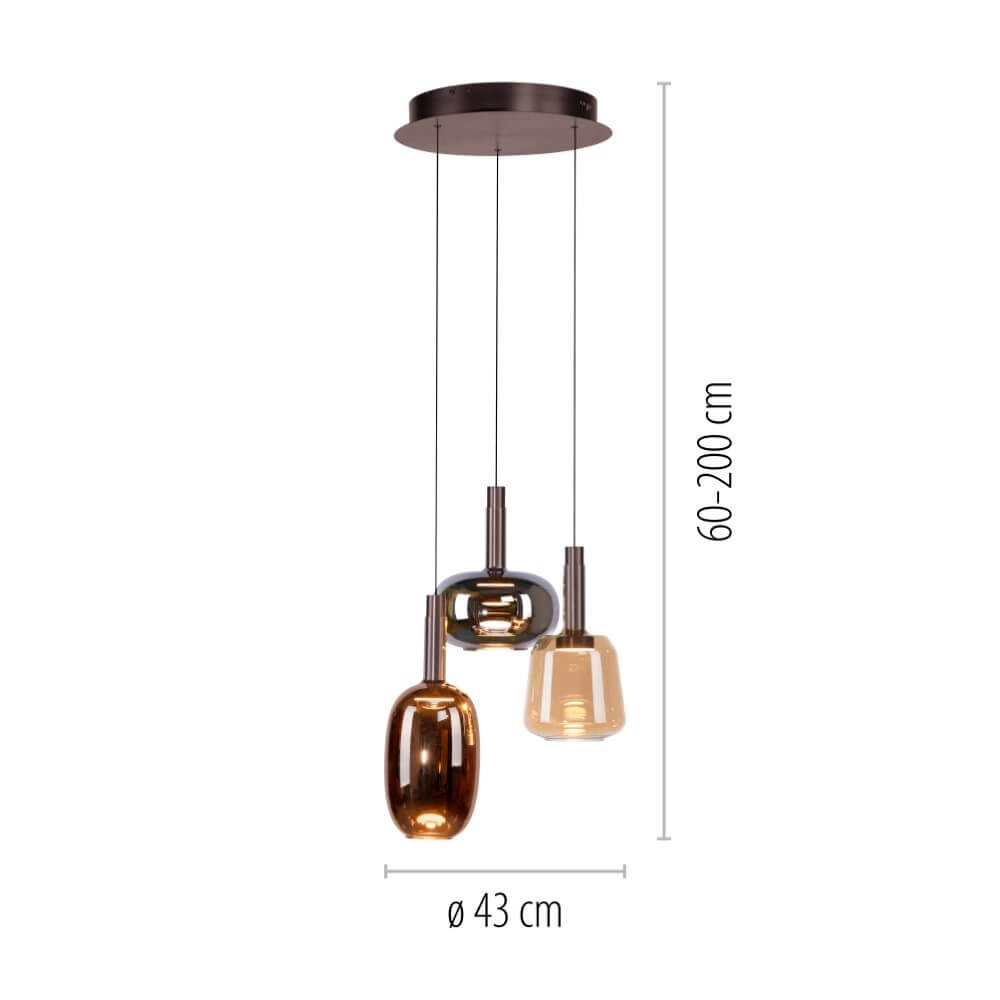 Cheerful hanging lamp Irides 3-light round Paul Neuhaus 4012248385845