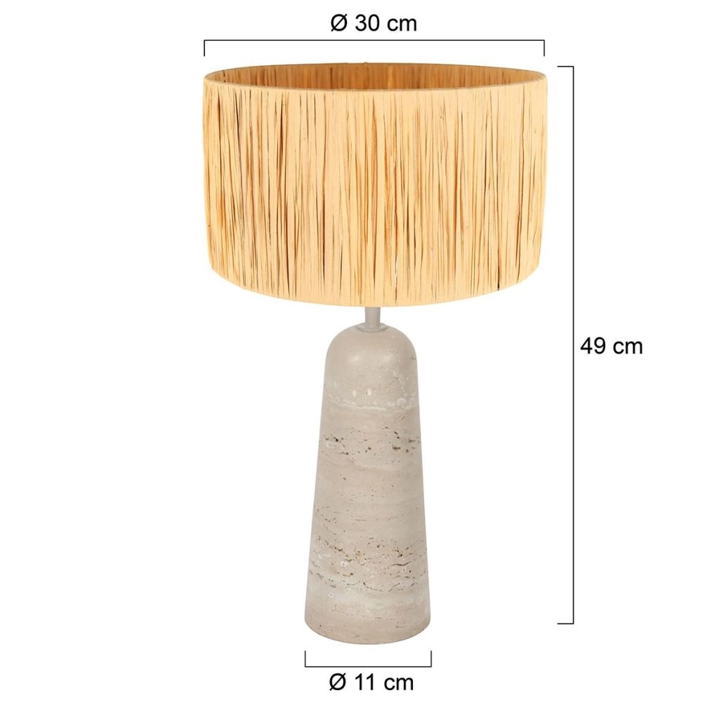 Stone Table Lamp Travino with straw shade Ø30cm Steinhauer 8712746183450