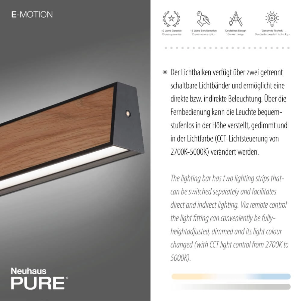 Design hanging lamp Pure E-Motion wood Paul Neuhaus 4012248372937