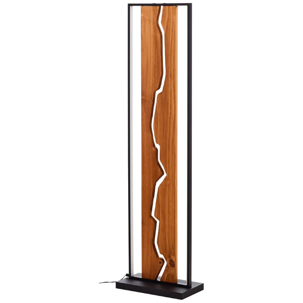 Design floor lamp Thunder black with wood Brilliant 4004353435249