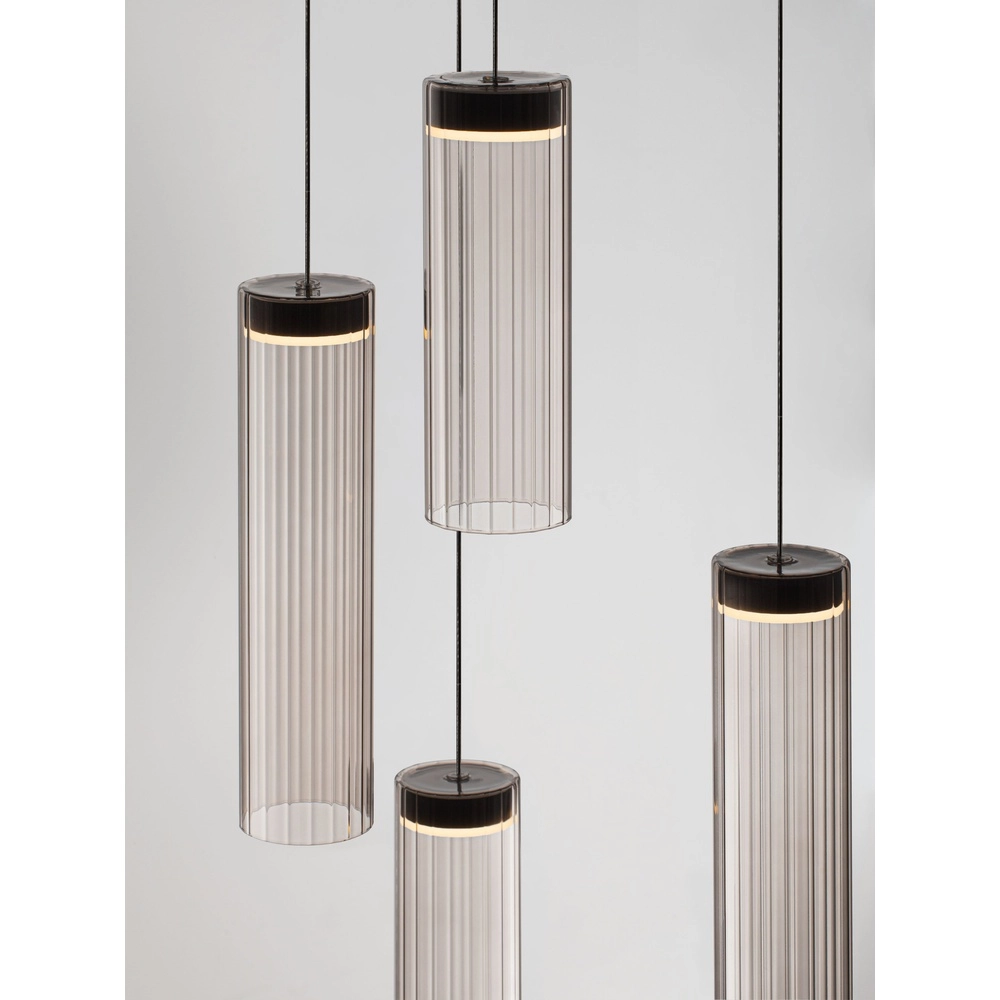 Design pendant lamp Brielle anthracite with mocha glass 5-lights Lyora 5212017495426