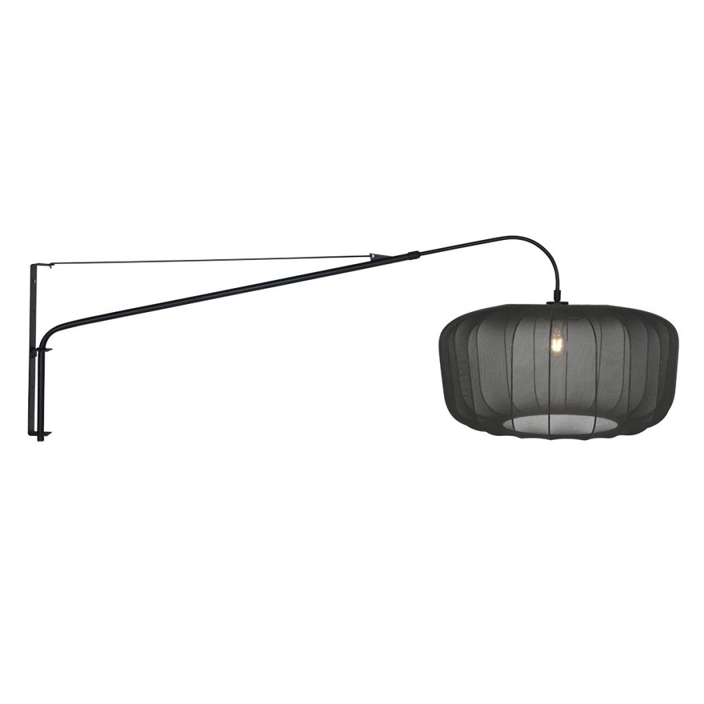 Wall lamp black Vela Lino with black shade Ø60cm